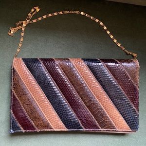 Vintage Mello Nary tri-color Snake Skin Clutch